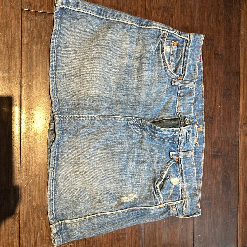 7 for all mankind blue jean skirt